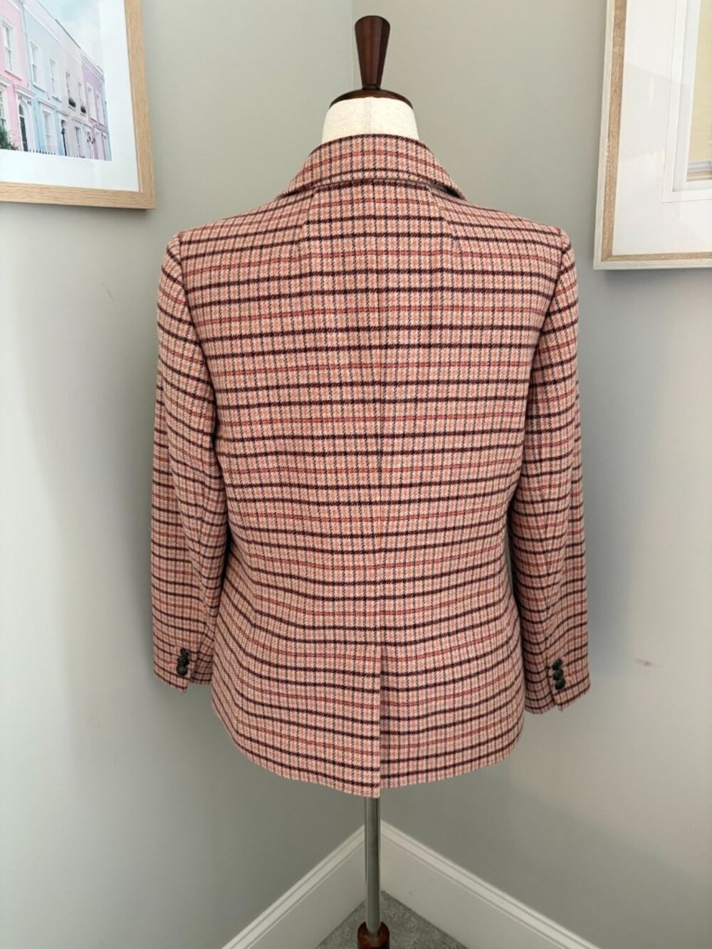 Talbots Wool Blend Plaid Blazer Size 12 Crest Button Lined Academic Equestrian - Picture 6 of 15